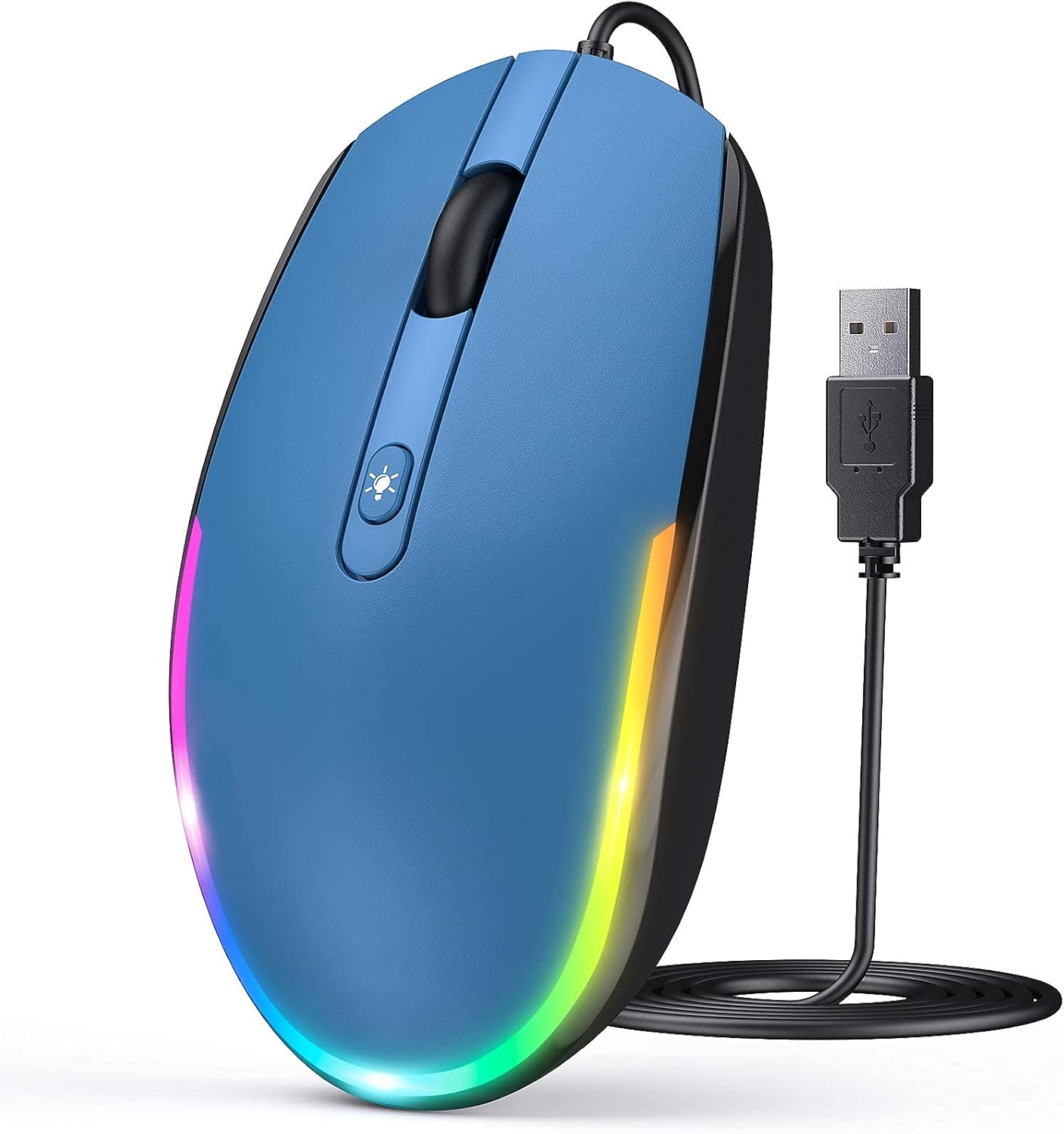 Seenda Wired Mouse - USB Computer Mouse with RGB Backlit Optical LED, Attached USB Cord for Laptops, Notebooks, Chromebook...