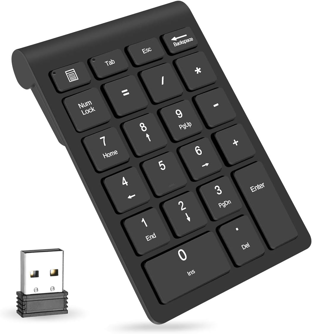 Foloda Wireless Number Pads, Numeric Keypad Numpad 22 Keys Portable 2.4 GHz Financial Accounting Number Keyboard Extension...