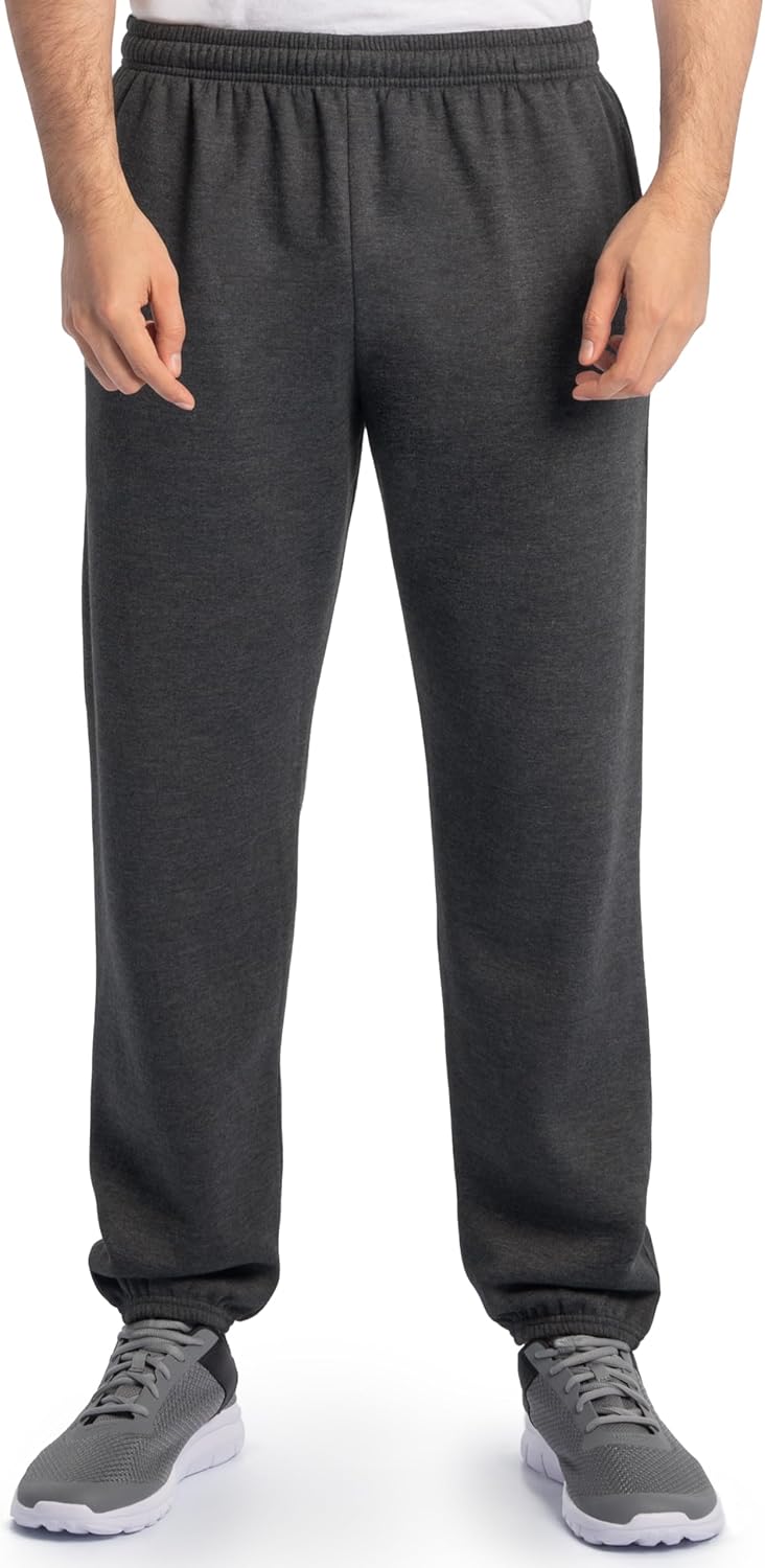 Fruit of the Loom Eversoft Fleece Elastic Bottom Sweatpants with Pockets, Relaxed Fit, Moisture Wicking, Breathable