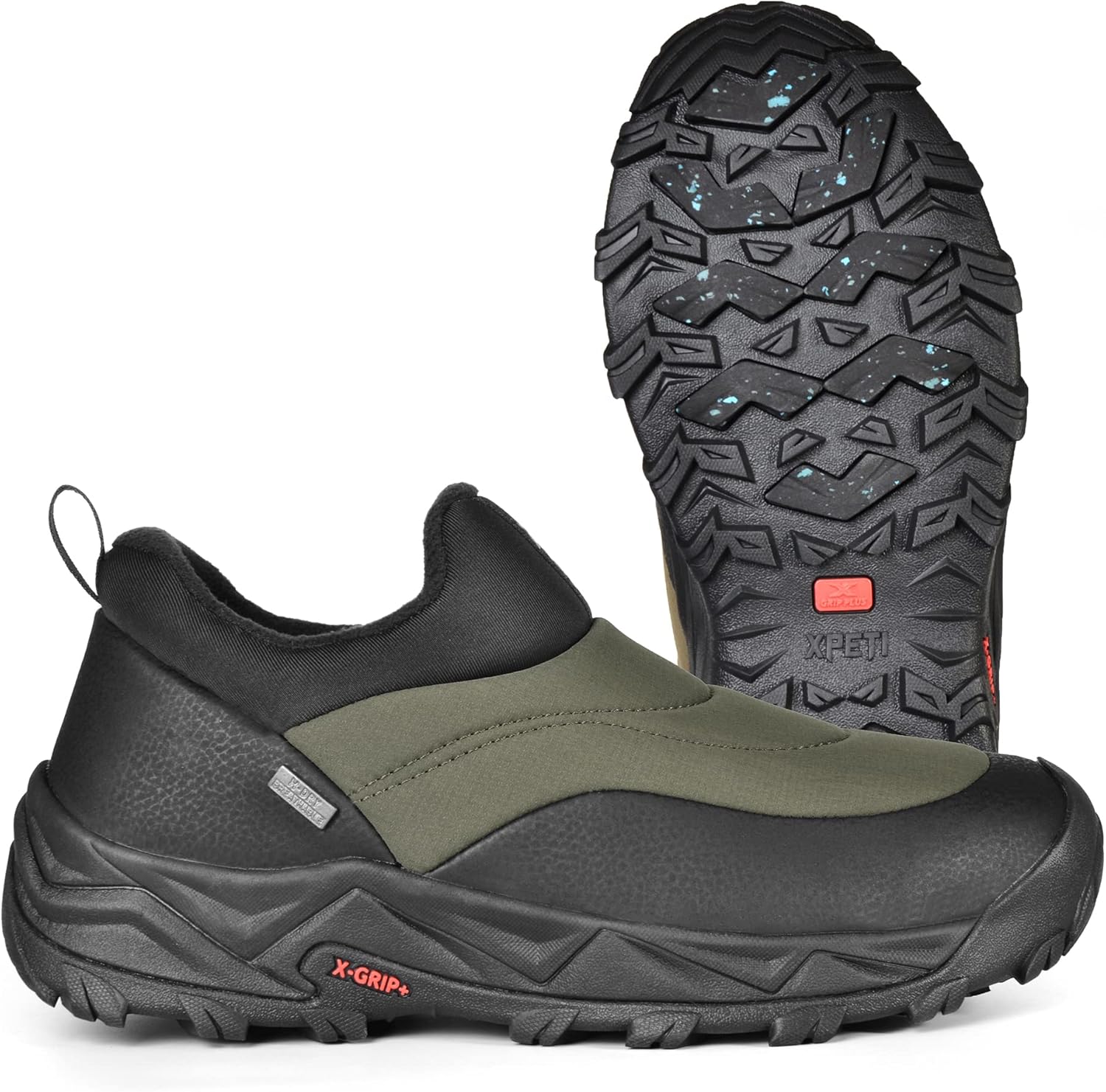 XPETI Winter Snow Casual Slip-on Loafers for Men Cocoon moc Waterproof Jungle Hiking Shoe,Easy Wear on/Off