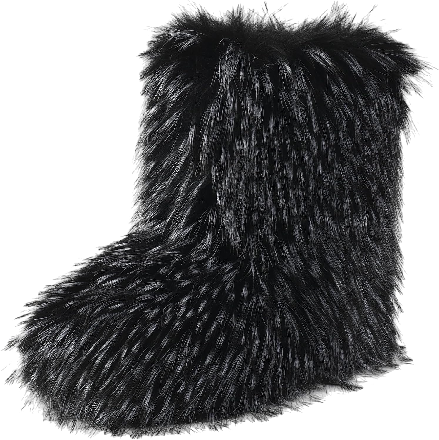 YXCFEWD Faux Fur Snow Boots for Men,Furry Boots Fuzzy Fluffy, Men's Winter Warm Flat Heel Non Slip Boots