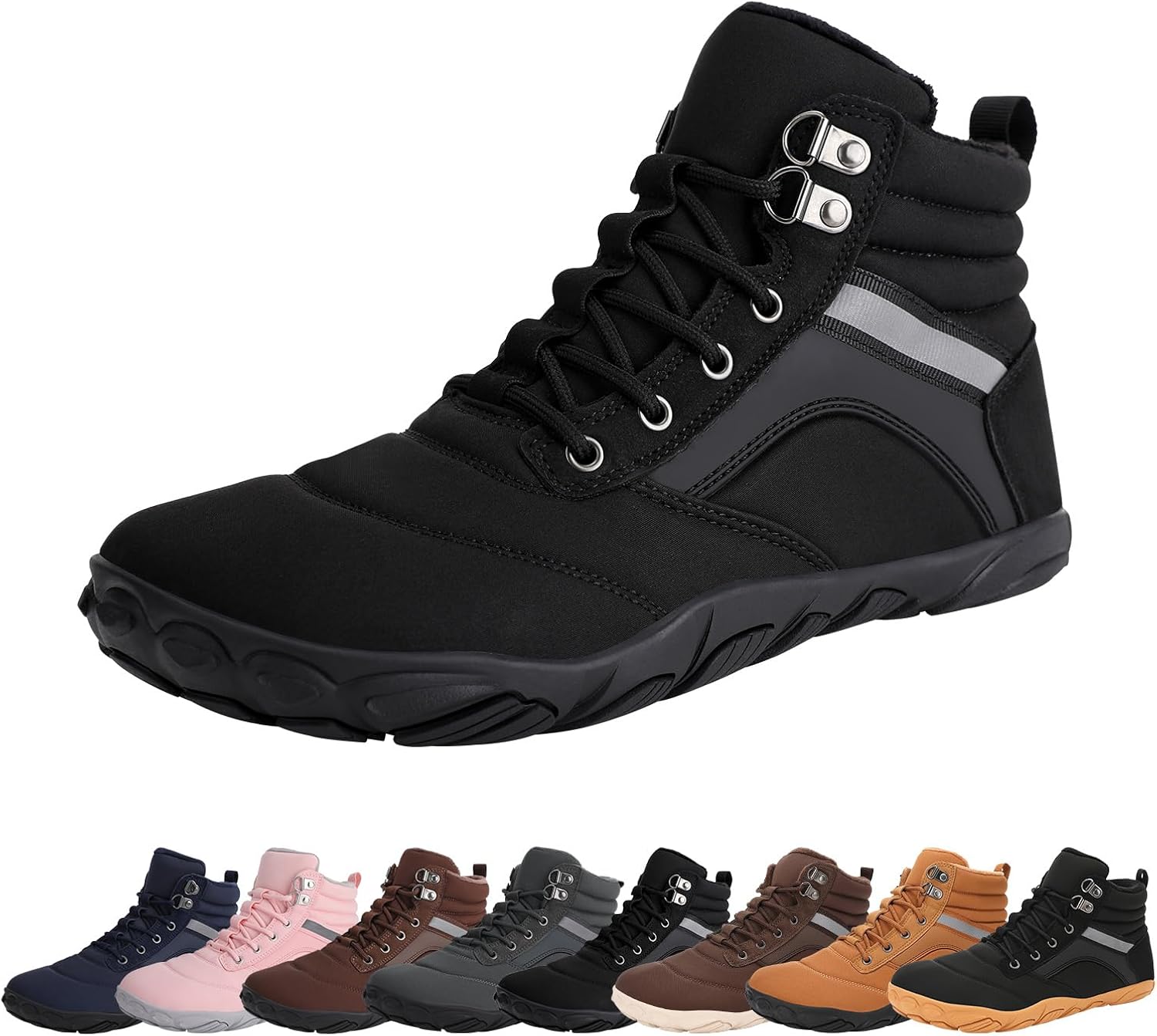 Womens Mens Winter Barefoot Boots Warm Minimalist Wide Toe Box Snow Boots Zero Drop Sole Outdoor Water Resistant Ankle Boo...