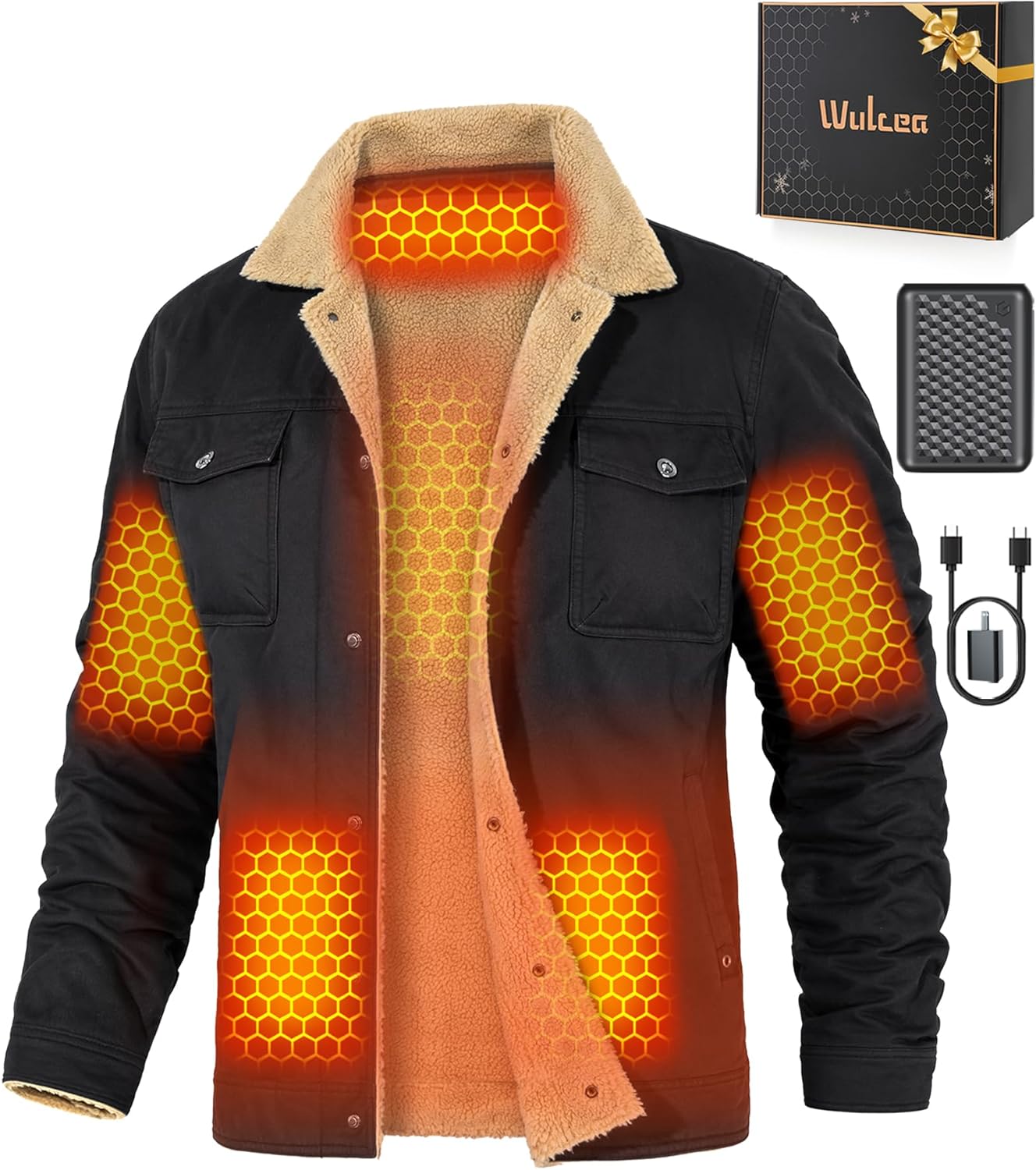 Wulcea Graphene Heated Jacket for Men 12V Fast Charge 18400mAh Large Capacity