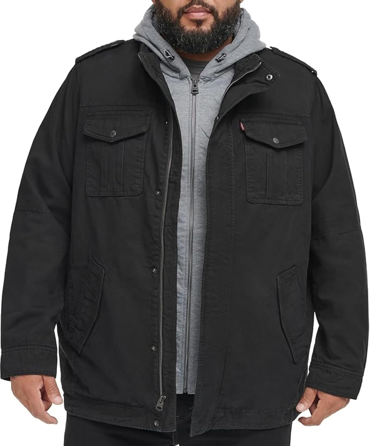 Levi's Men's Washed Cotton Hooded Military Jacket (Regular & Big & Tall Sizes)