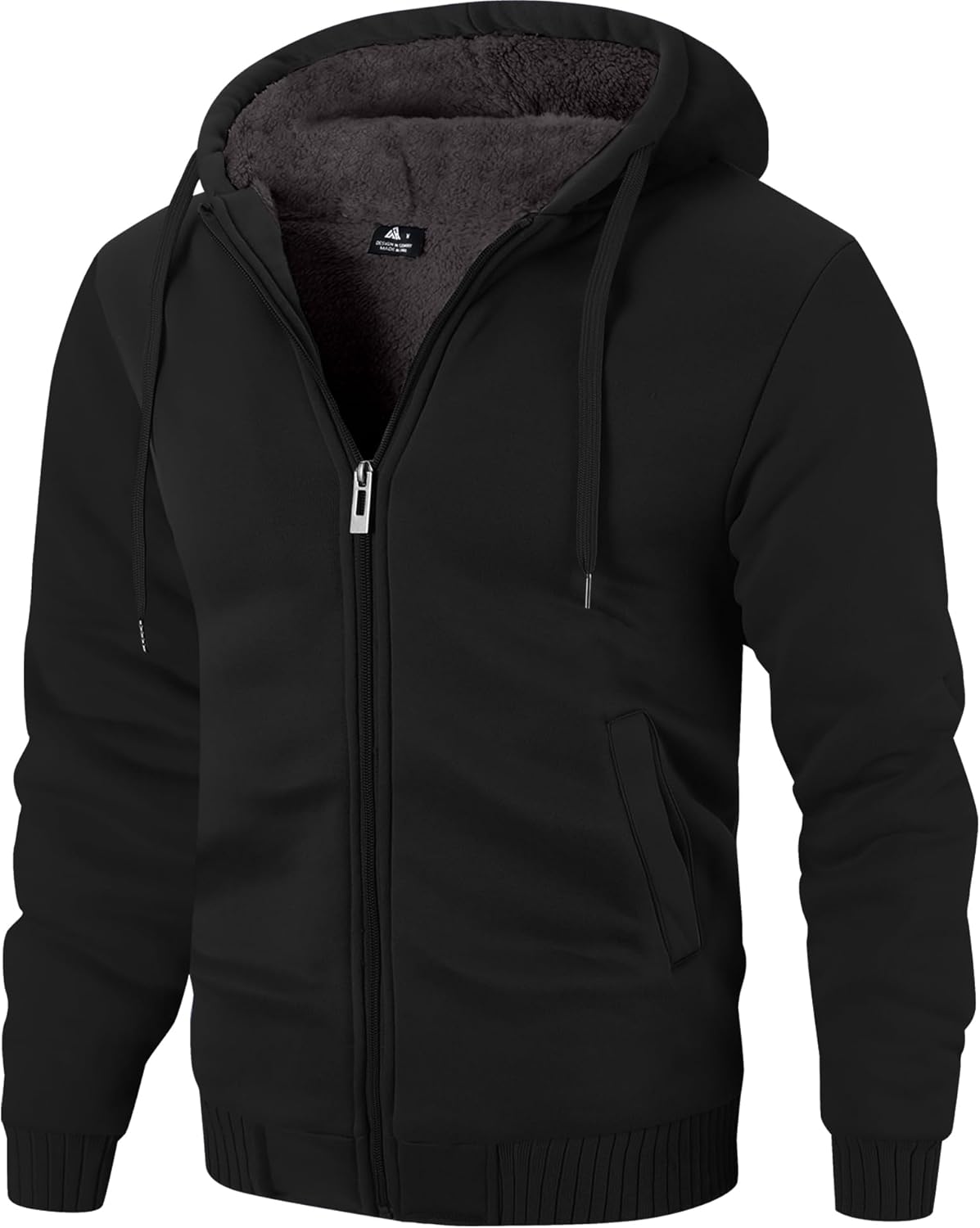 ZITY Men's Zip Up Hoodie Heavyweight Winter Sweatshirt Fleece Sherpa Lined Warm Jacket