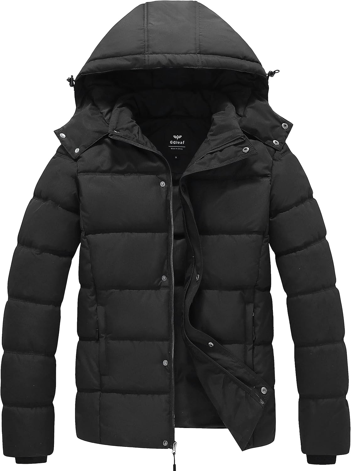 GGleaf Men's Winter Puffer Jacket Quilted Thicken Down Coat Insulated and Water Repellent Jacket with Hood