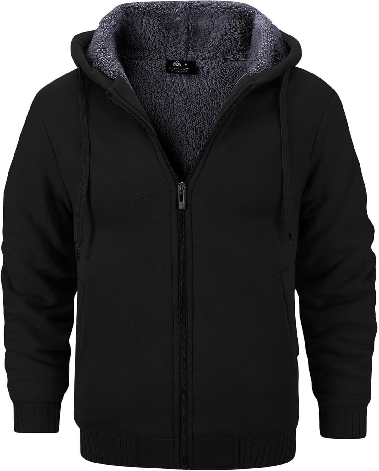 GEEK LIGHTING Men’s Fleece-Lined Zip Up Hoodie, Thick Hooded Jacket Winter Warm Athletic Sweatshirt