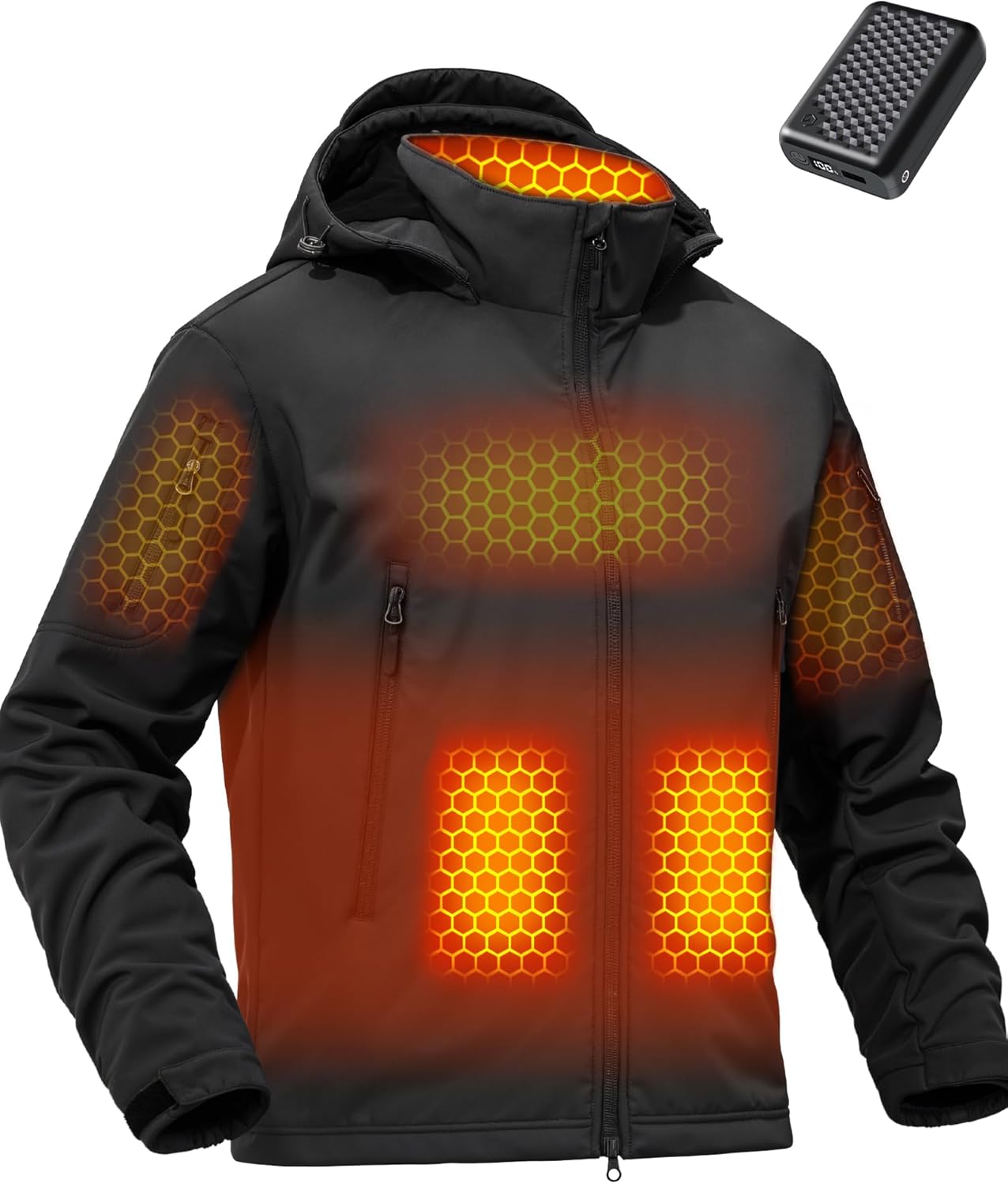 Wulcea Graphene Heated Soft Shell Jacket for Men 12V 18400mAh Large Capacity