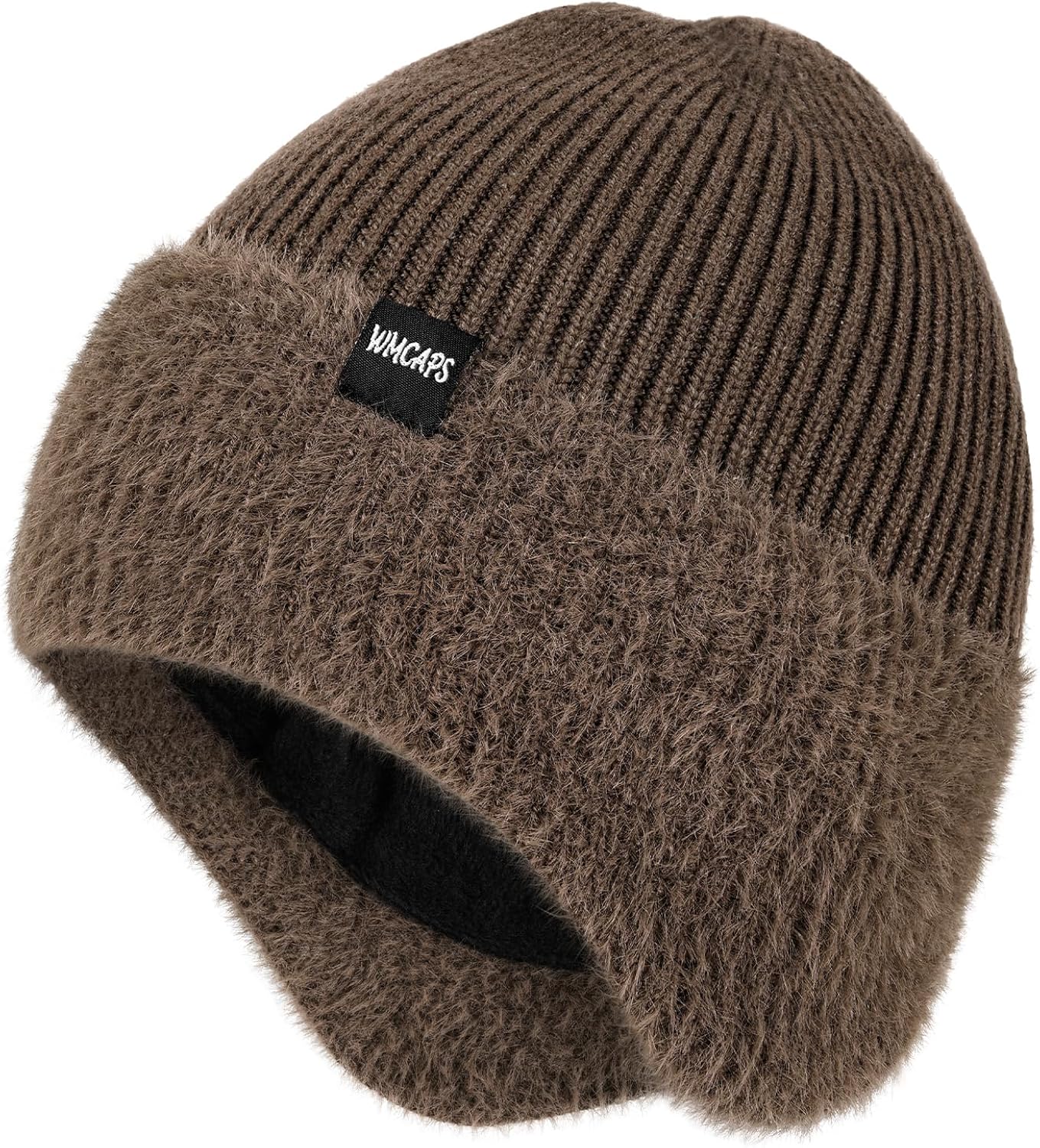 Wmcaps Winter Fleece Line Beanie with Earflap for Men Women, Outdoor Warm Thermal Knitted Hat Stocking Caps