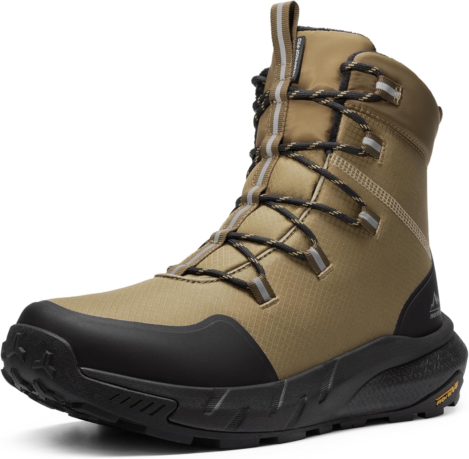 NORTIV 8 Men's Wide Winter Boots Grip on Snow Ice Insulated Waterproof Lightweight Comfortable Hiking Outdoor Boots