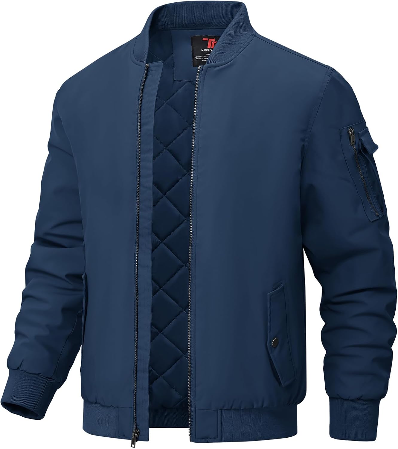 BGOWATU Men's Jacket Windproof Quilted Bomber Jackets Casual Fall Winter Warm Padded Coats Outwear