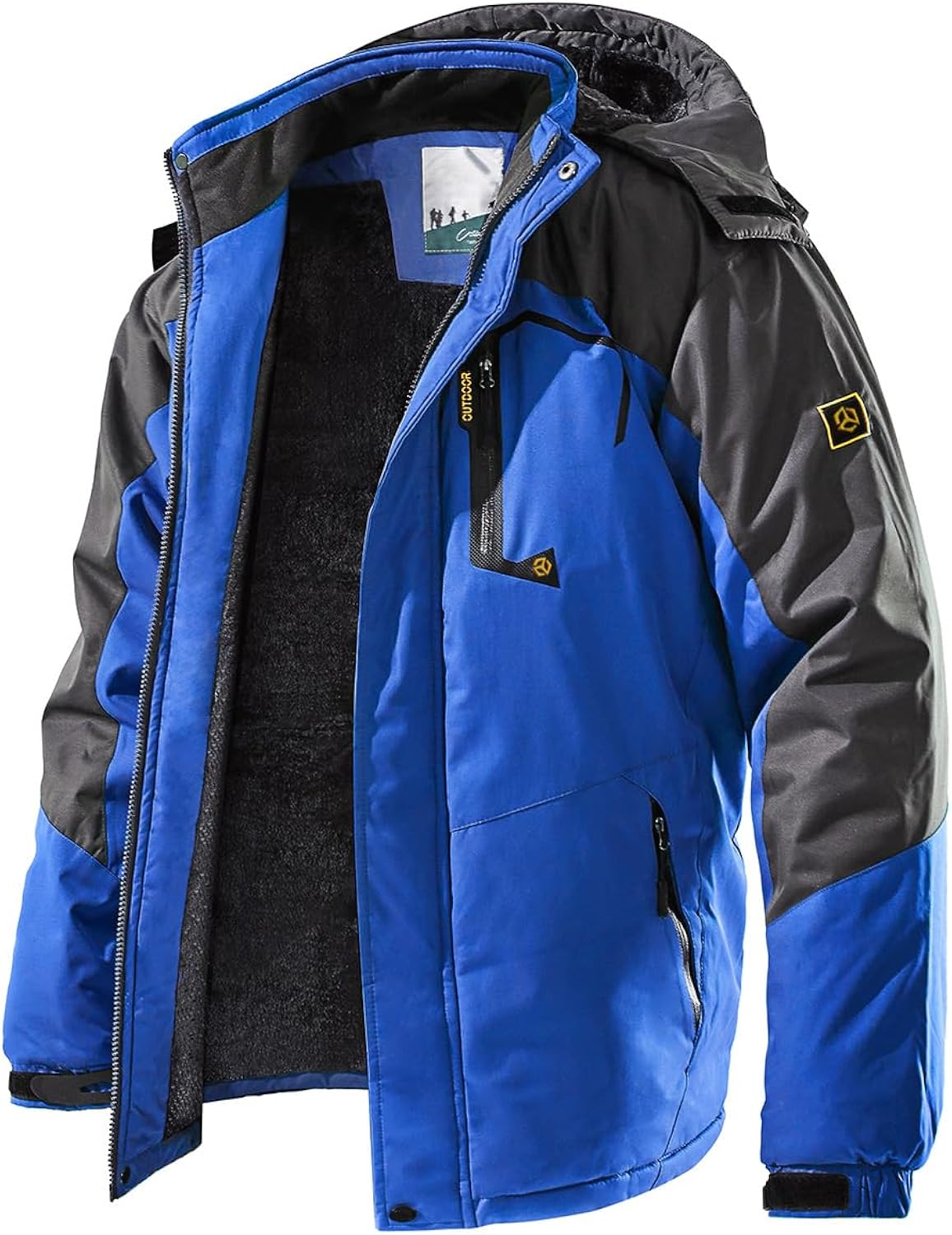 TREKEK Men's Winter Ski Jacket Warm Fleece Waterproof Outdoor Mountain Hiking Windbreaker Hooded Snow Rain Coat