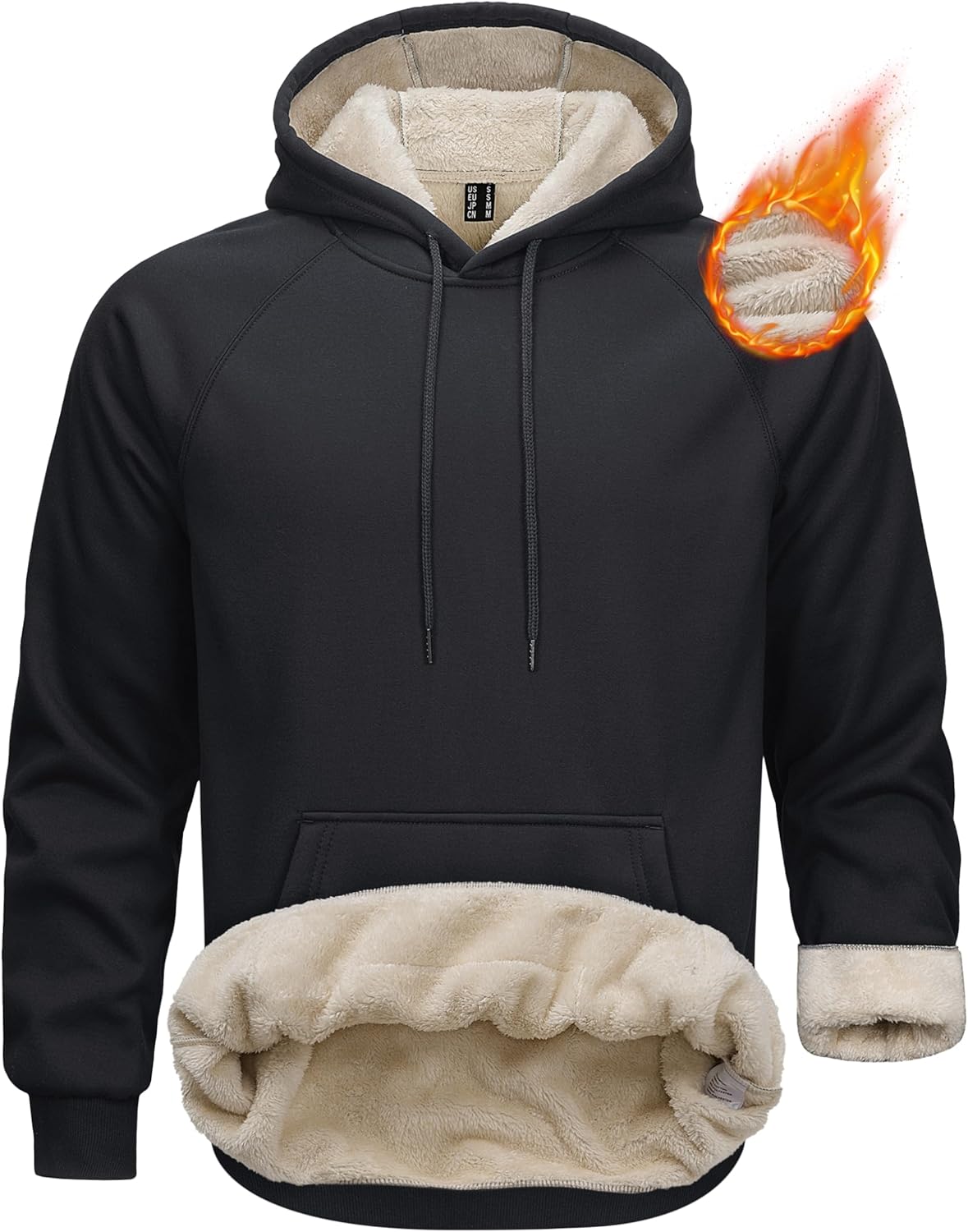 MAGCOMSEN Men's Sherpa Hoodie Heavyweight Fleece Lined Thick Winter Thermal Athletic Sweatshirt with Kangaroo Pocket