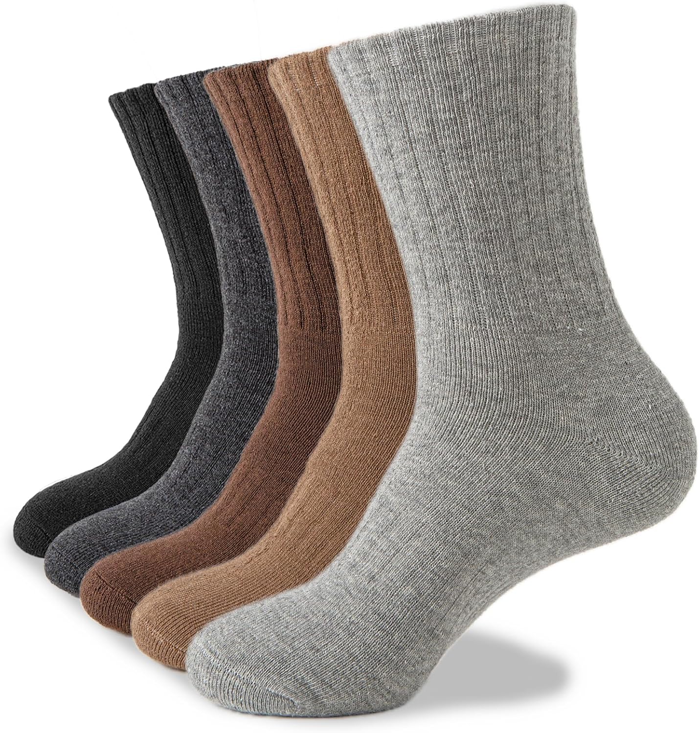 Josnown Thermal Socks for Men 5 Pairs Winter Thick Cozy Cushion Boot Socks for Cold Weather
