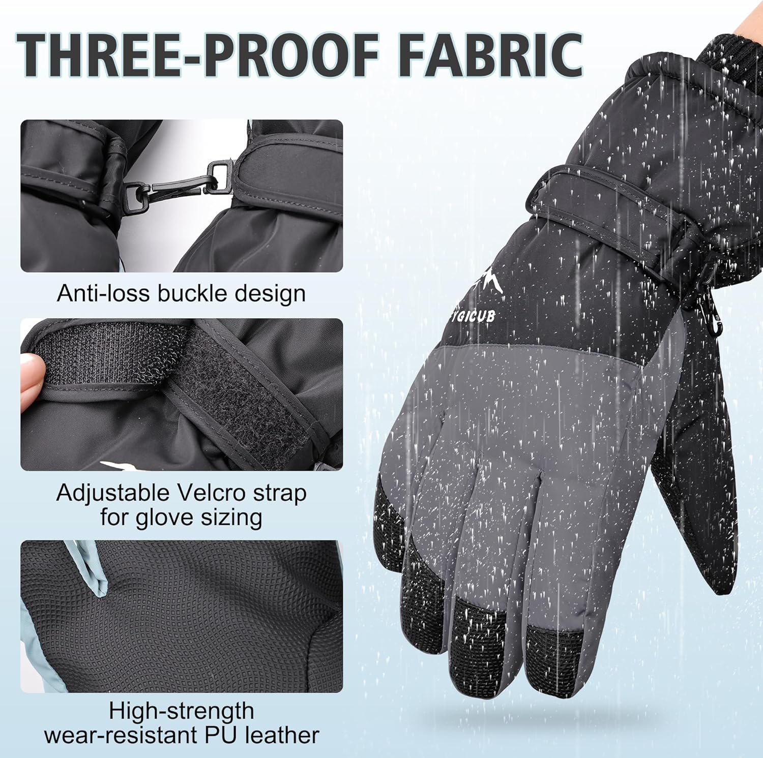 Fygicub Winter Gloves for Men Women,Thermal Waterproof Winter Gloves,Windproof Touchscreen for Skiing Outdoor Activities