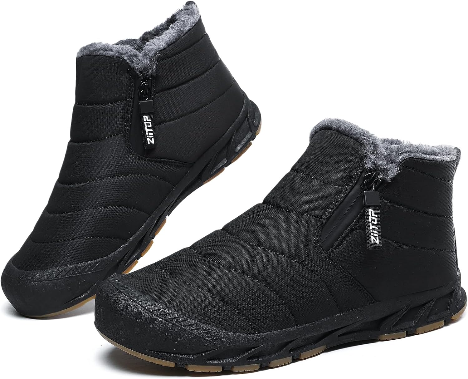 Snow Boots Mens Waterproof Winter Boots Fur Lined Warm Ankle Boots Zipper Closure Slip on Outdoor Boot Comfortable Walking...