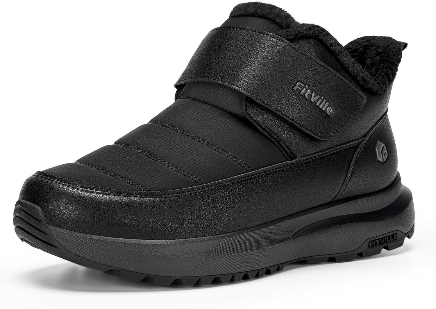 FitVille Snow Boots for men Winter Shoes Fur Lining Waterproof Extra Wide Boots for Men Heat Lock Technology for Outdoor