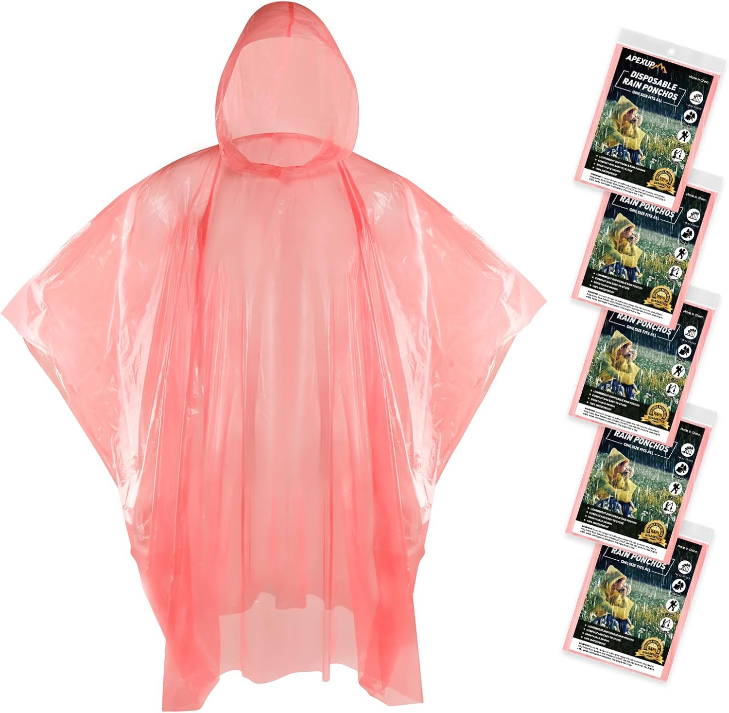 APEXUP Disposable Rain Ponchos for Adults, Emergency Rain Poncho for Camping Hiking Travelling