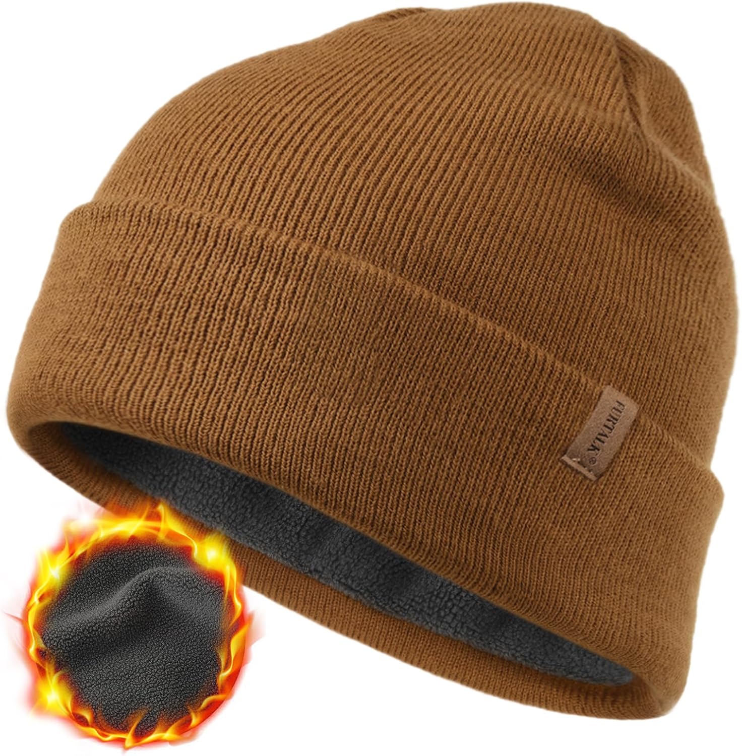 FURTALK Mens Beanie Fleece Lined Winter Hats Double Layered Stylish Knited Cuffed Plain Hat