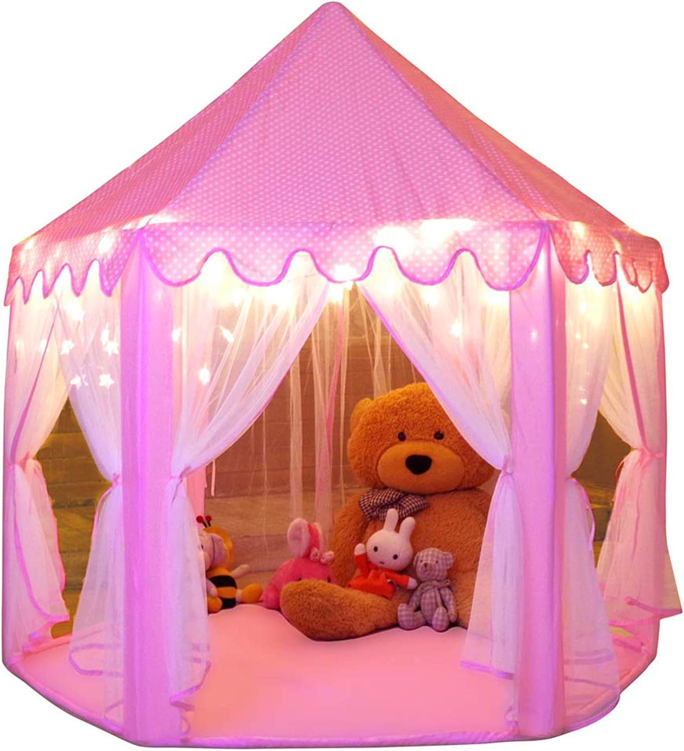 Monobeach Princess Tent Girls Large Playhouse Kids Castle Play Tent with Star Lights Toy for Children Indoor and Outdoor G...