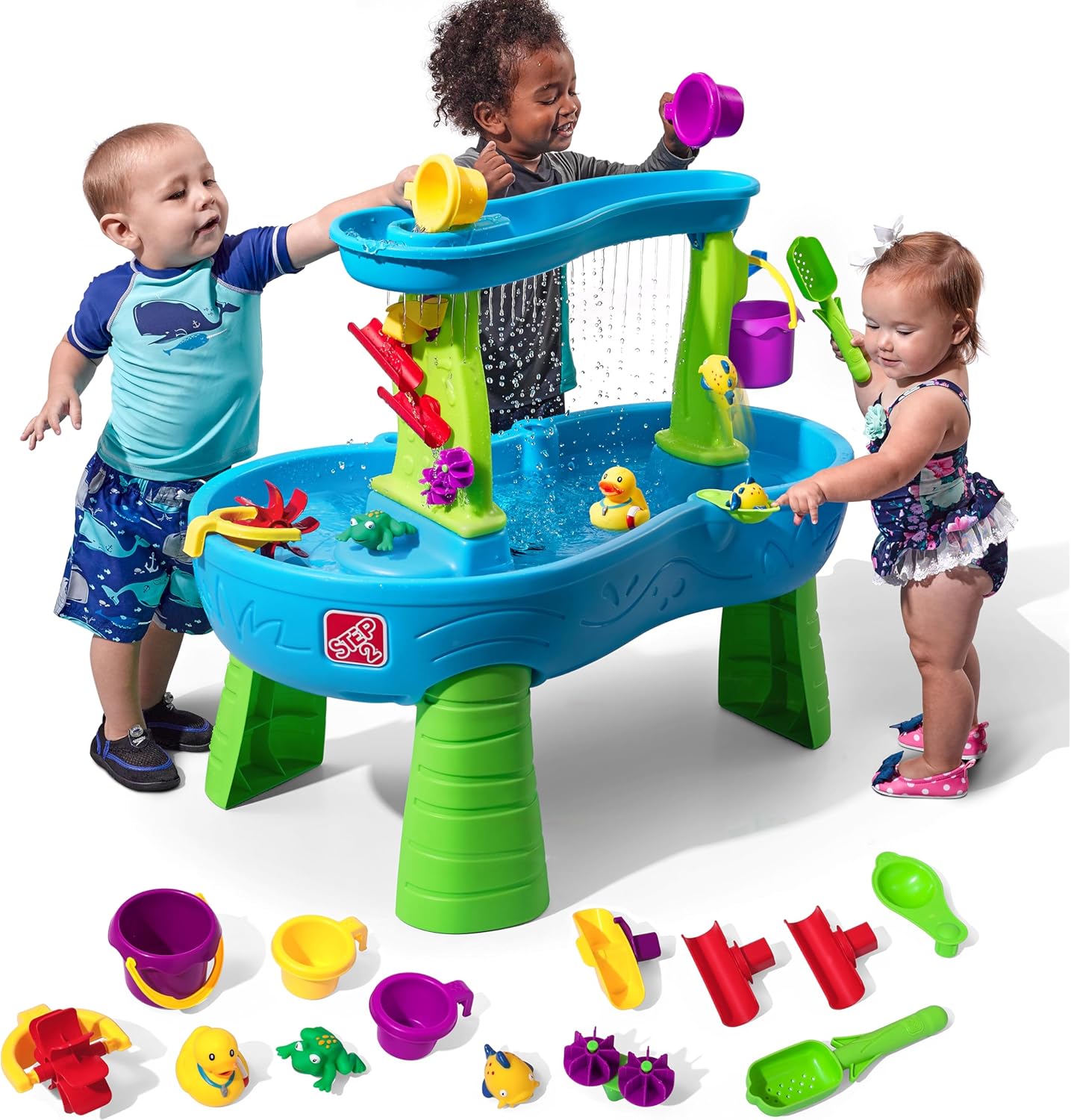 Step2 Rain Showers Splash Pond Toddler Water Table, Kids Water and Sand Activity Sensory Playset, Summer Outdoor Toys, 13 ...