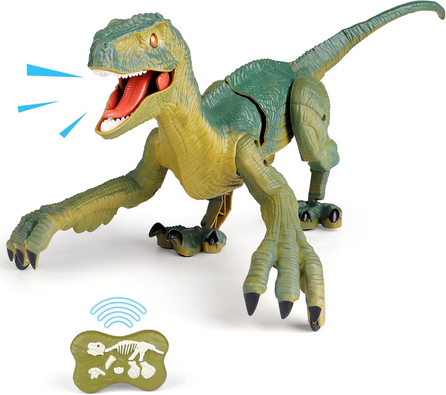 VERTOY Remote Control Dinosaur Toys for Kids - Build a Big Walking Velociraptor Dino with Light and Sound, Birthday Gift I...