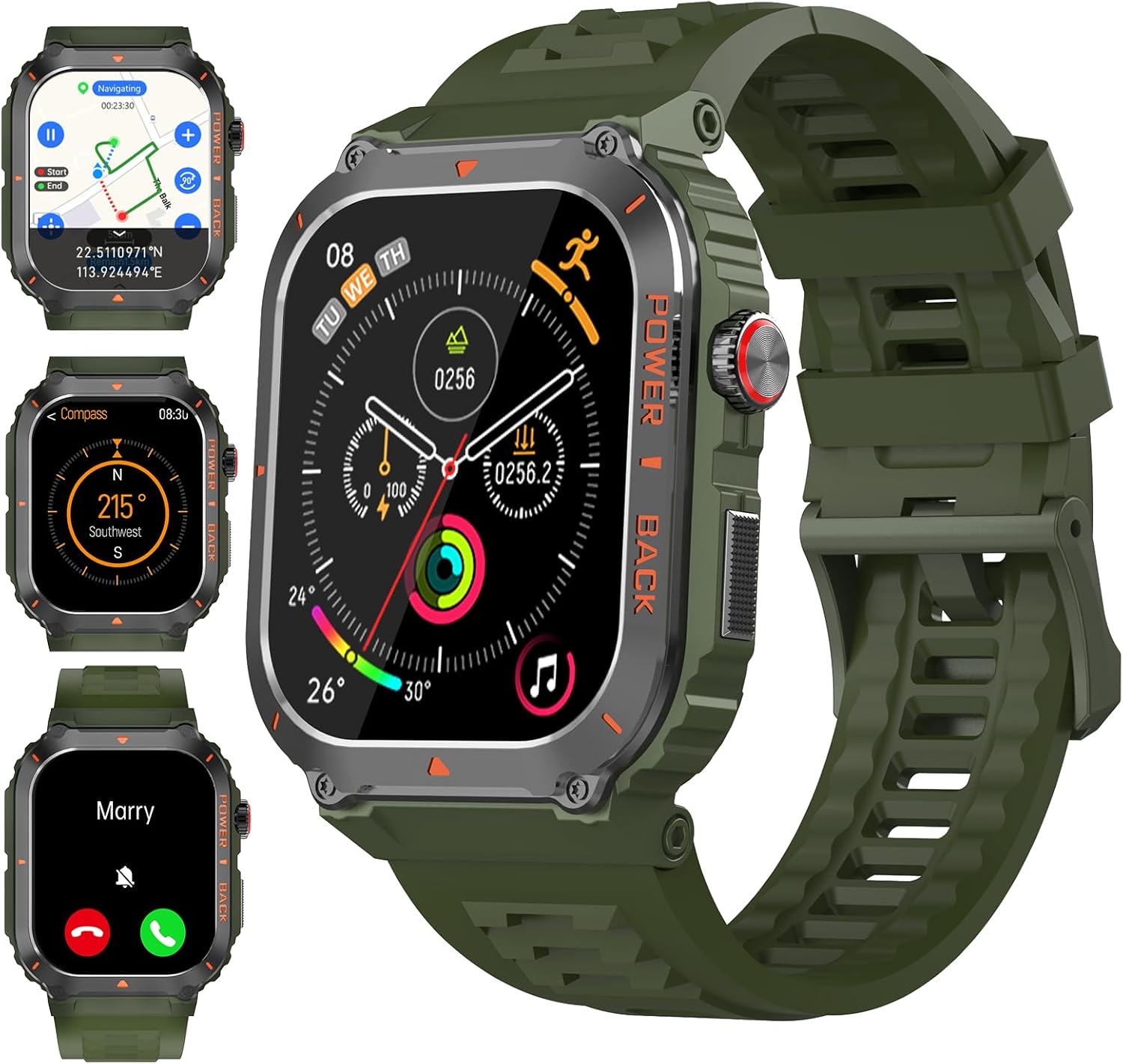 JnJnhkta Smart Watches for Men,Military Smartwatches with GPS and Map Navigation & BT Calls - Fitness Trackers with Heart ...