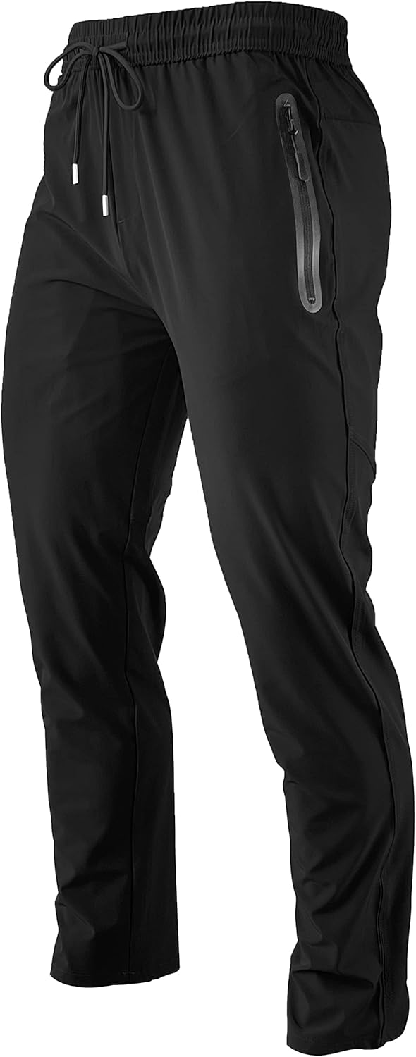 Men's Lightweight Quick Dry Hiking Running Pants Outdoor Sports Breathable Zipper Pockets Athletic Work Pants