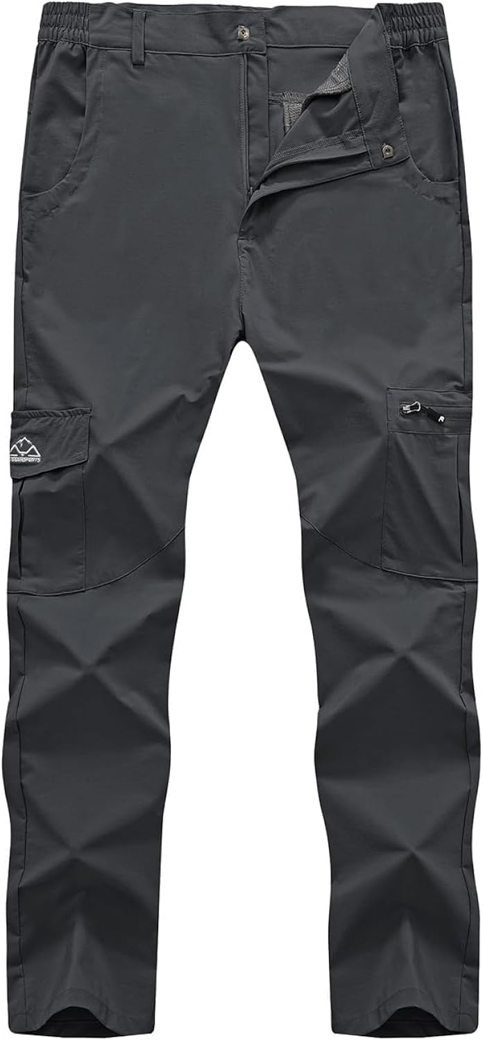 Rdruko Men's Hiking Pants Lightweight Quick Dry Water Resistant Outdoor Travel Work Fishing Pants 6 Pockets