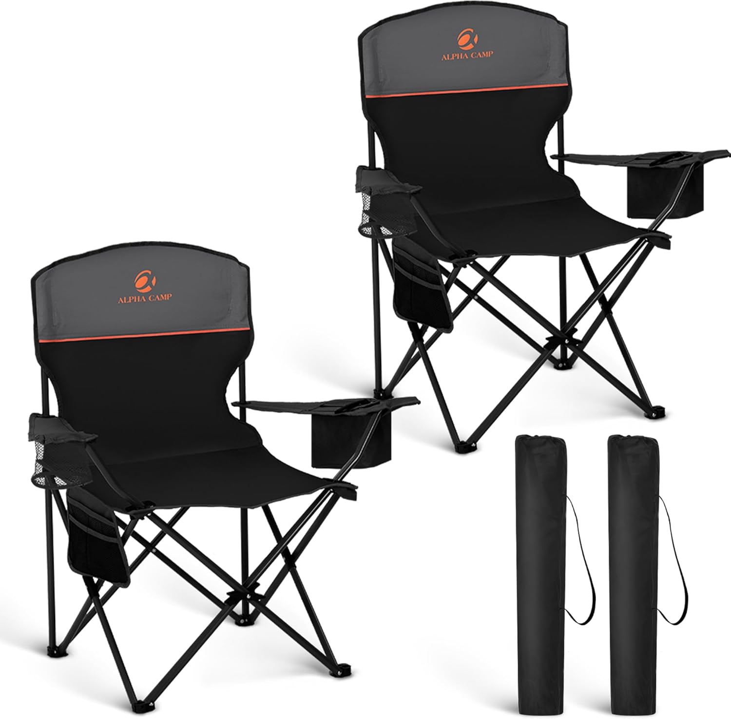 HIGH POINT SPORTS 2 Pack Portable Camping Chair for Adults, Folding Outdoor Camp Chair Lightweight Lawn Chairs Folding Col...