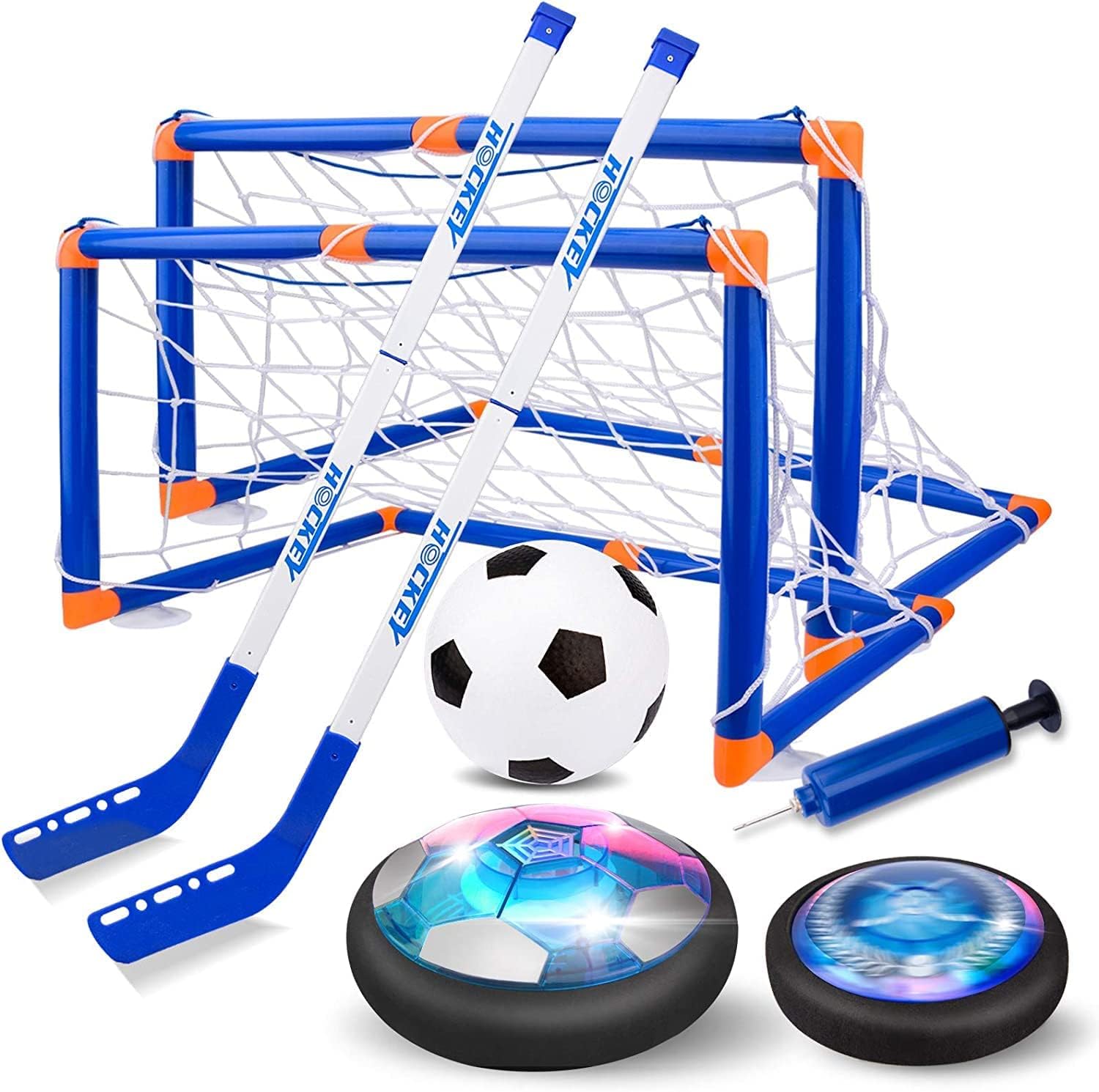 Nazano 3-in-1 Hover Hockey Soccer Ball Kids Toys Set, Led Lights Floating Air Football, Indoor Outdoor Sport Toys for Kid...