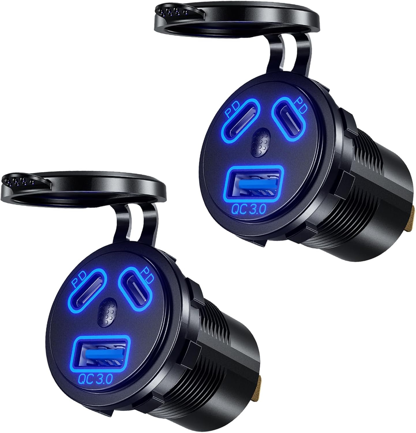 Thlevel 12V Type C USB Outlet Quick Car Charger Socket Dual Port Type C Fast Charger Socket Power Waterproof 12V / 24V Mar...