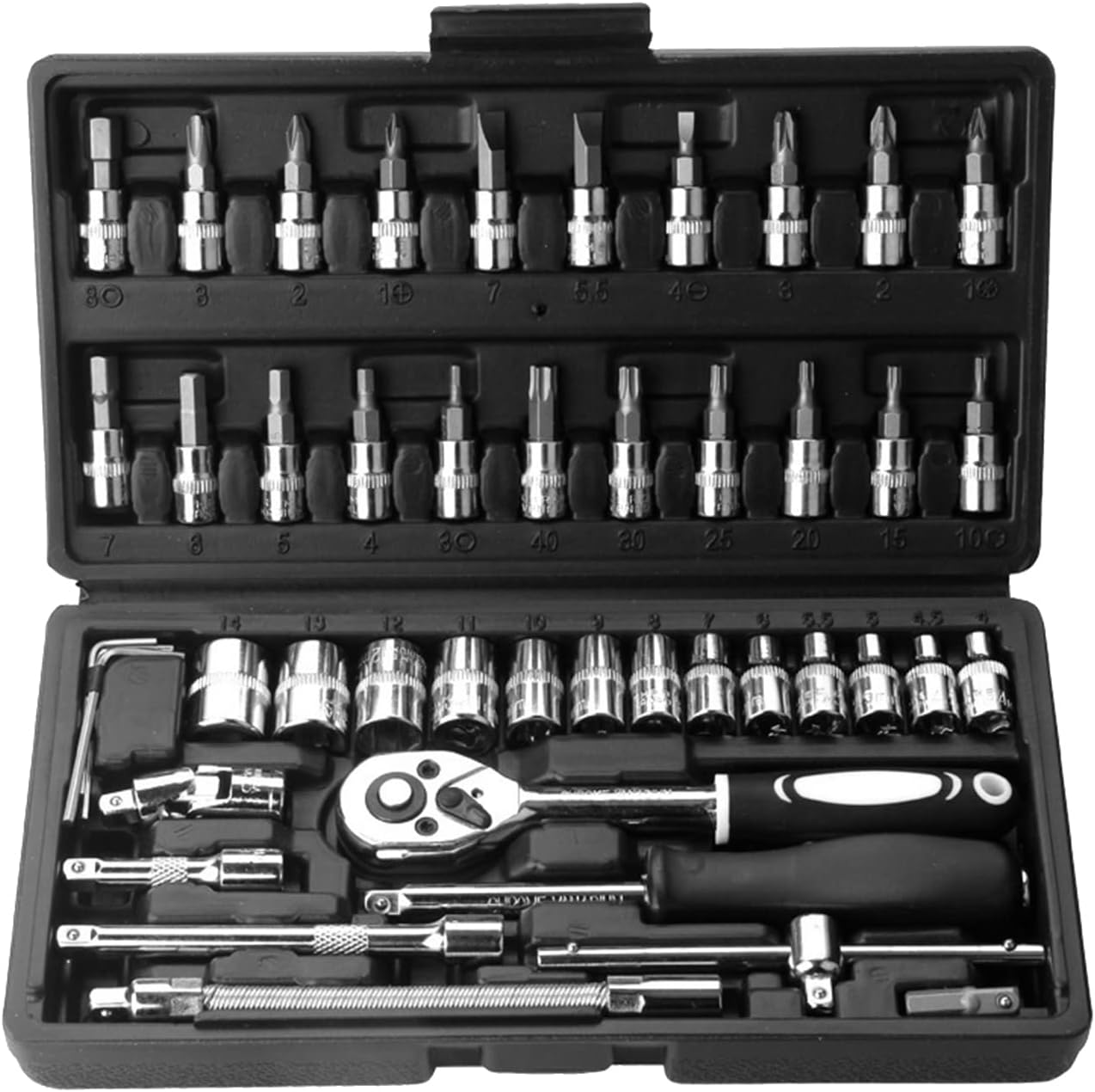 Socket Wrench Set, Automobile Motorcycle Repair Tool Box Car Tool Kit Small Socket Set with Box For Automotive Repair (46p...