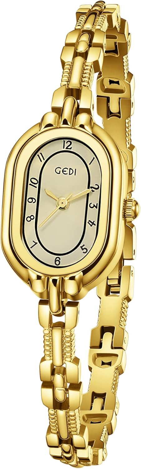 FANMIS Women's Vintage Oval Watches Luxury Minimalism Bracelet Small Gold Watch Ladies Analog Waterproof Watch Fashion Ban...