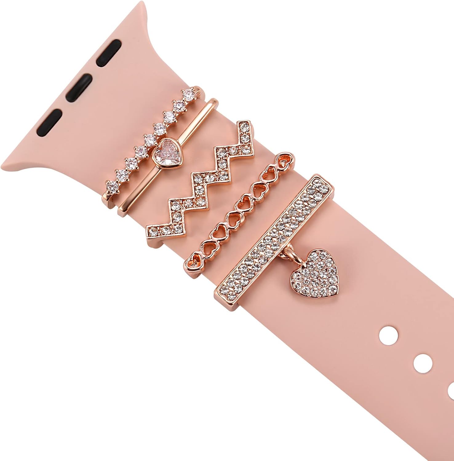 Decorative Heart Rings Loops Compatible with Apple Watch Silicone Bands Charms 45mm 44mm 42mm 41mm 40mm 38mm 7 6 5 4 3 2 1...