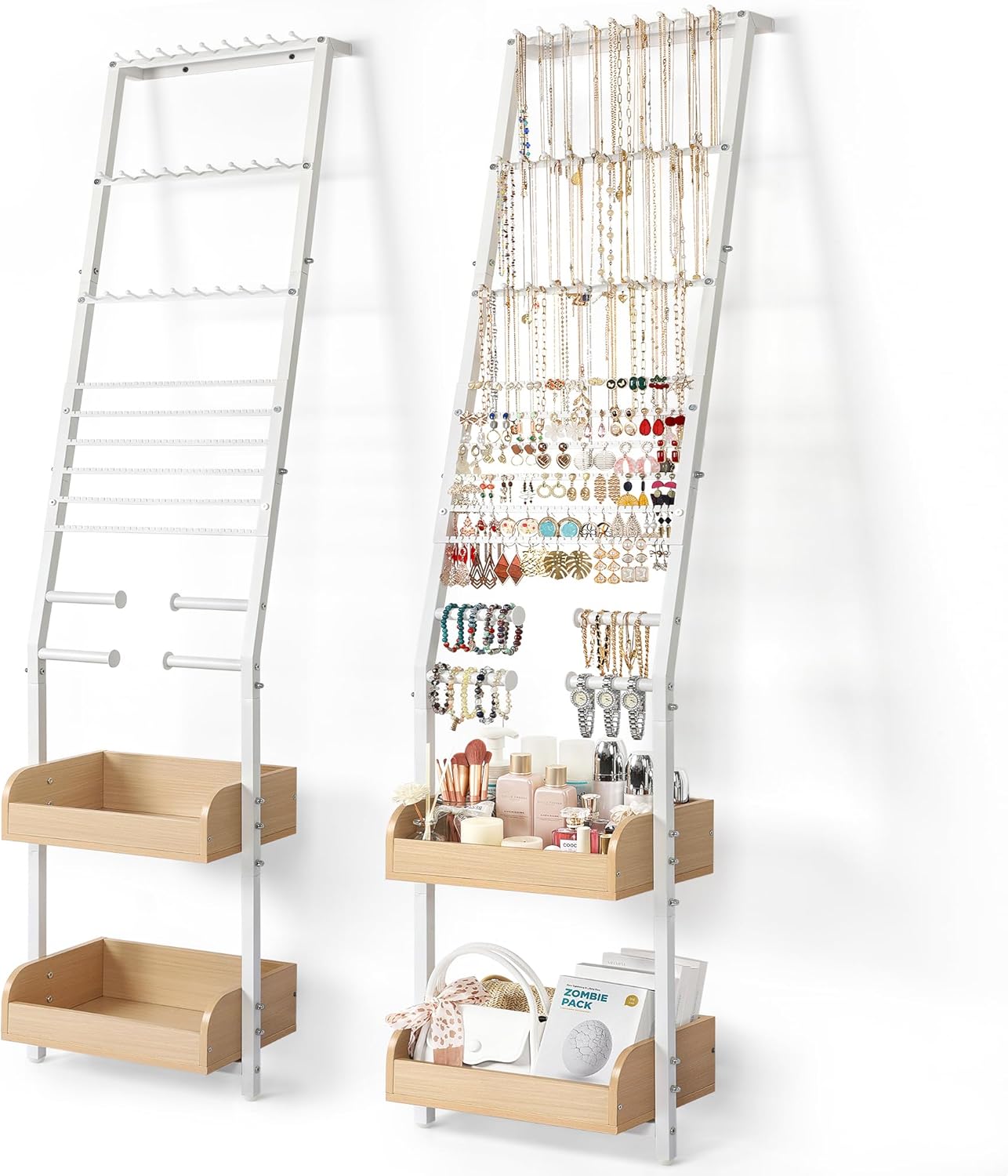 Jewelry Holder Organizer, Large Jewelry Organizer Wall with Earring Organizer Necklace Holder Bracelet Holder, Jewelry Org...