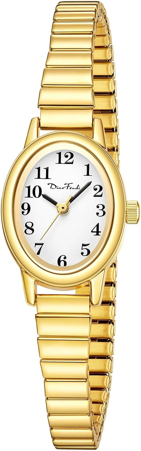 Diaofendi Petite Women's Easy Reader Watch, Analog Women Watch with Stainless Steel Expansion Band, Water Resistant