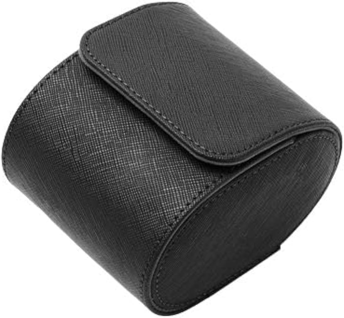 Luxury Leather Travel Watch Case Single Watch Box for Men and Women Portable Jewelry Watch Storage Roll Organizer(BLACK)