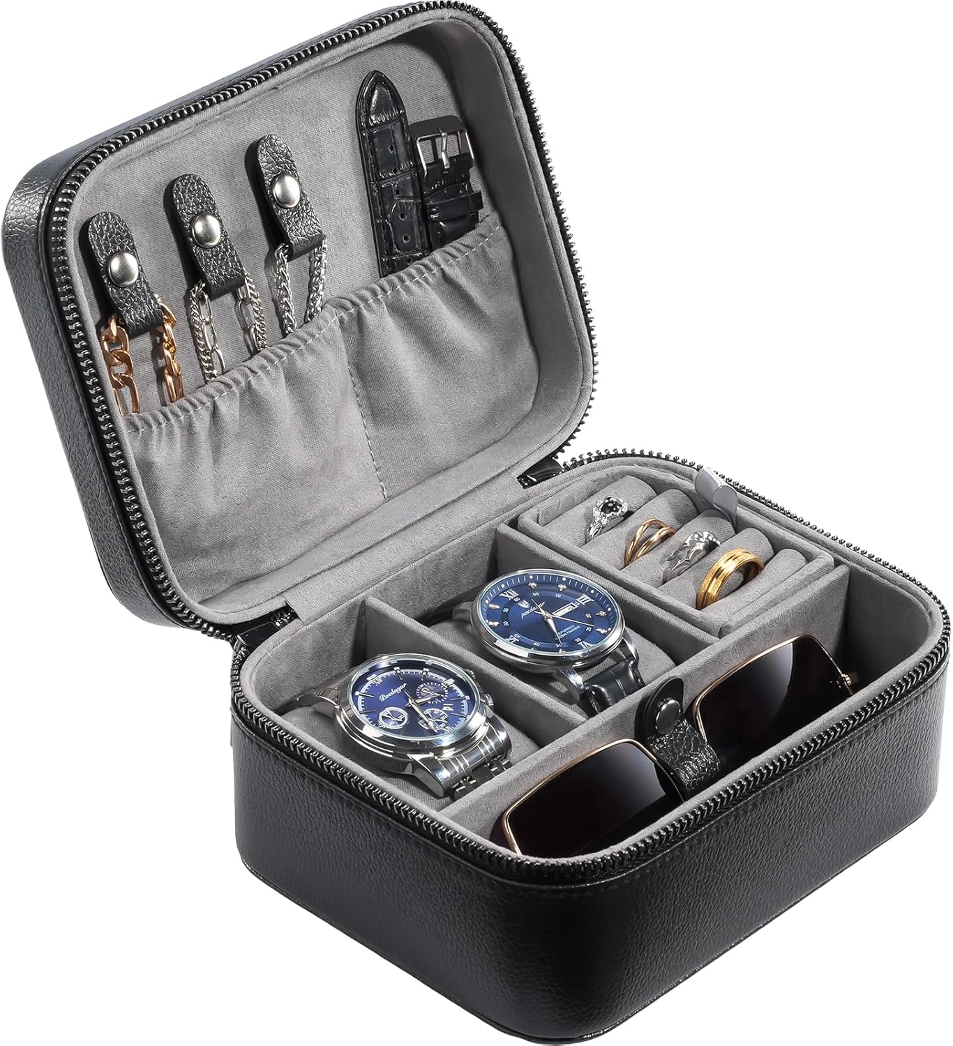 ProCase Father's Day Gift Travel Watch Case, 2 Slots PU Leather Mens Jewelry Box, Portable Watches Cufflinks Accessories S...