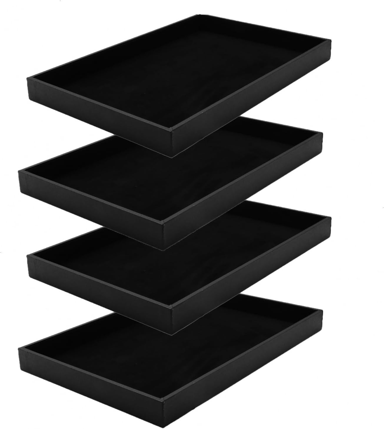 JETEHO Black Velvet Stackable Jewelry Tray Showcase Display Stackable Necklace Bracelet Ring Showcase Display Empty Plate