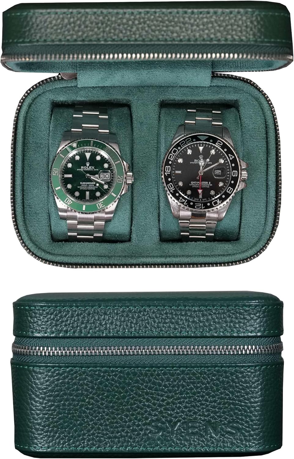 2 Watch Travel box Real Top-grain Leather Two Watch Roll Case for Man and Women Watch Packing Box Storage Organizer with S...