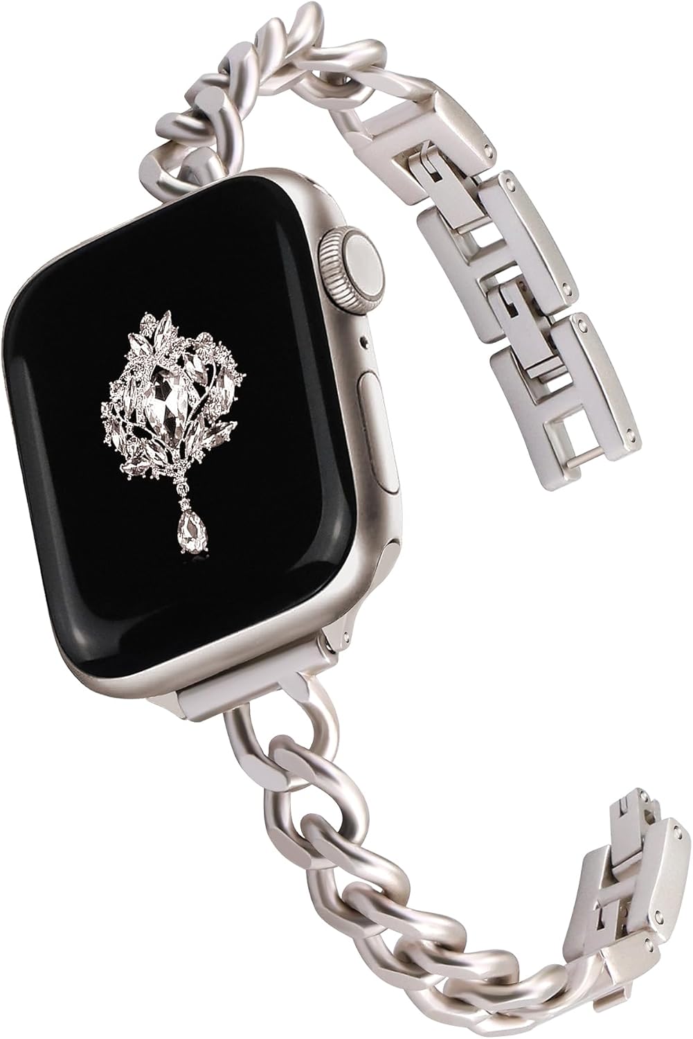 Newlibery Slim Gold Band Women Feminine Elegant Compatible with Apple Watch 42mm 44mm 45mm 46mm 49mm Adjustable Metal Stra...