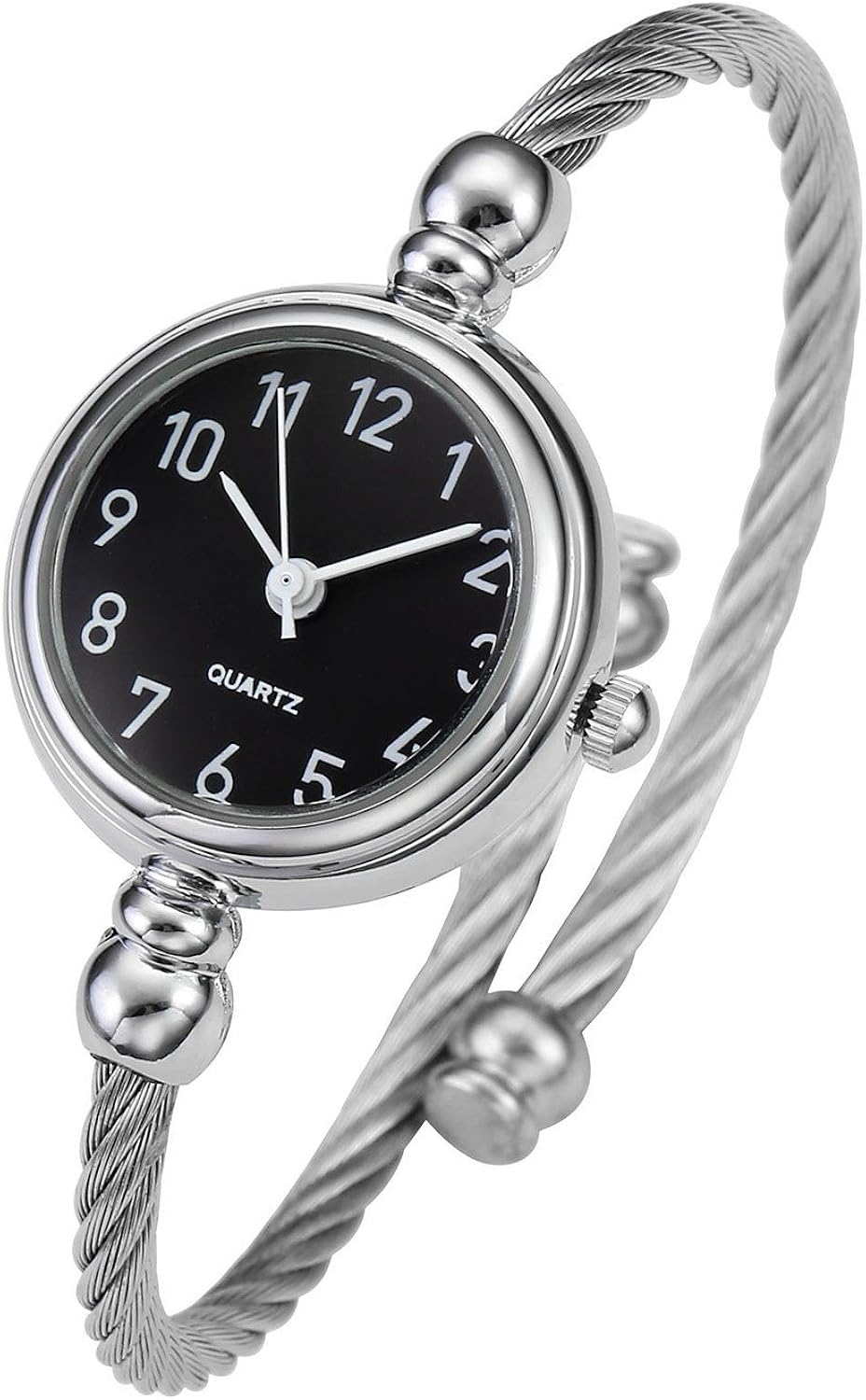 Top Plaza Womens Fashion Analog Quartz Bangle Cuff Wrist Bracelet Watch Elegant Stainless Steel Wire Band Arabic Numerals ...