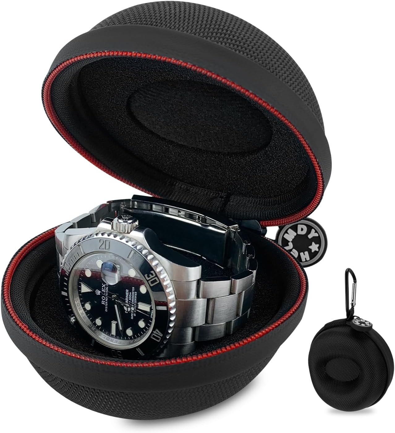 HELMDY Watch Travel Case Waterproof Single Box for Men, Nylon Portable Watch Organizer Holder 1 Slot Women - Fits all Wris...