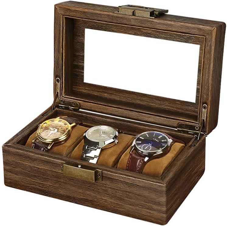 Anyasun Watch Box for Men - 6 Slot Watch Organizer & Jewelry Drawer, 2-Layer Storage Case for Rings/Bracelets, Luxury Gift...