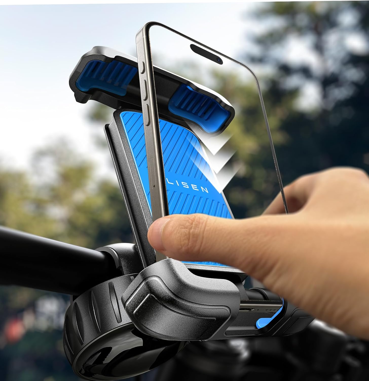 LISEN Bike Phone Holder, [2025 Upgrade] Motorcycle Phone Mount, Bicycle Phone Holder, Handlebar Phone Mount, Dirt Bike Ebi...