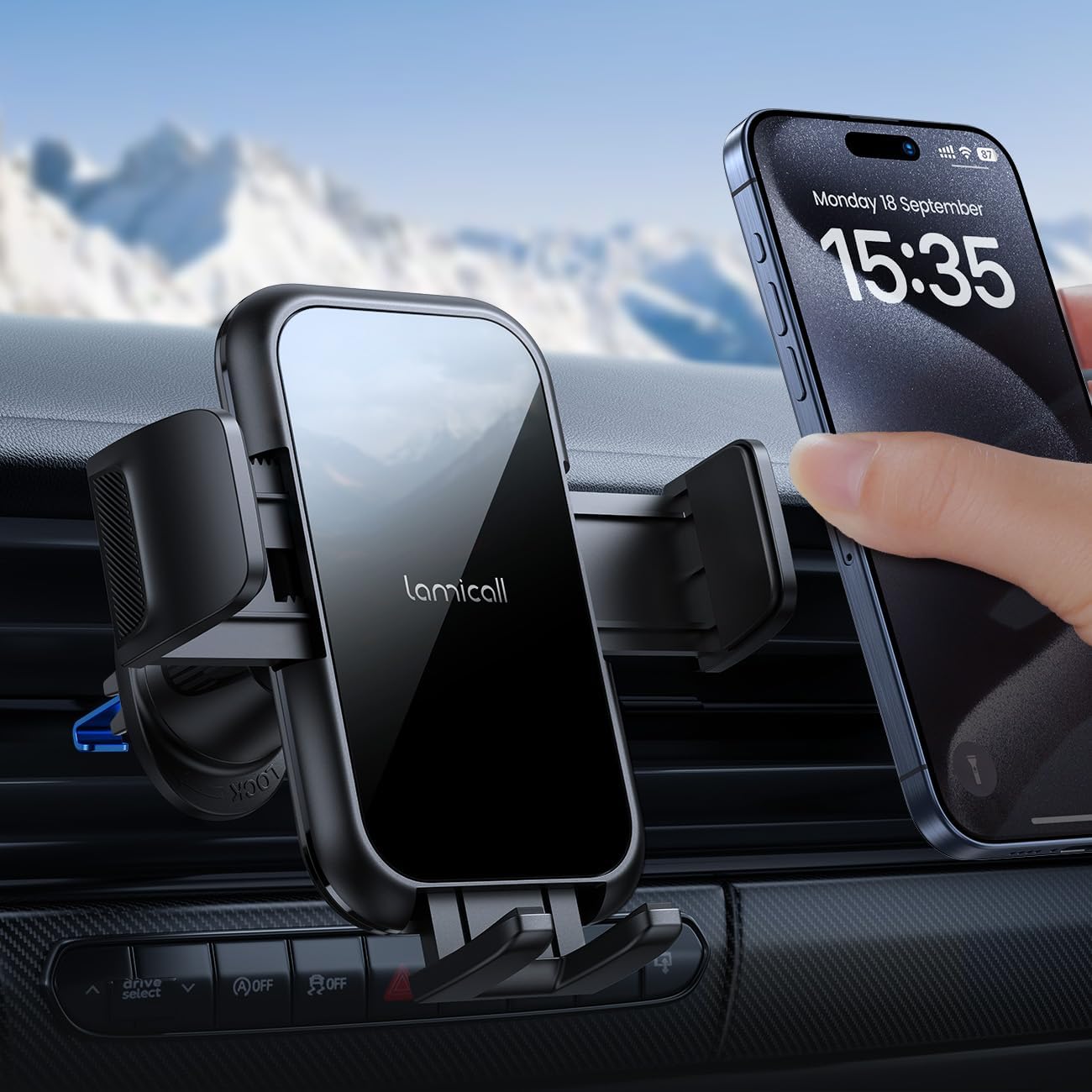 Lamicall 2025 Wider Clamp & Metal Hook Car Phone Holder Vent [Thick Cases Friendly] Phone Holders for Your Car Mount Autom...