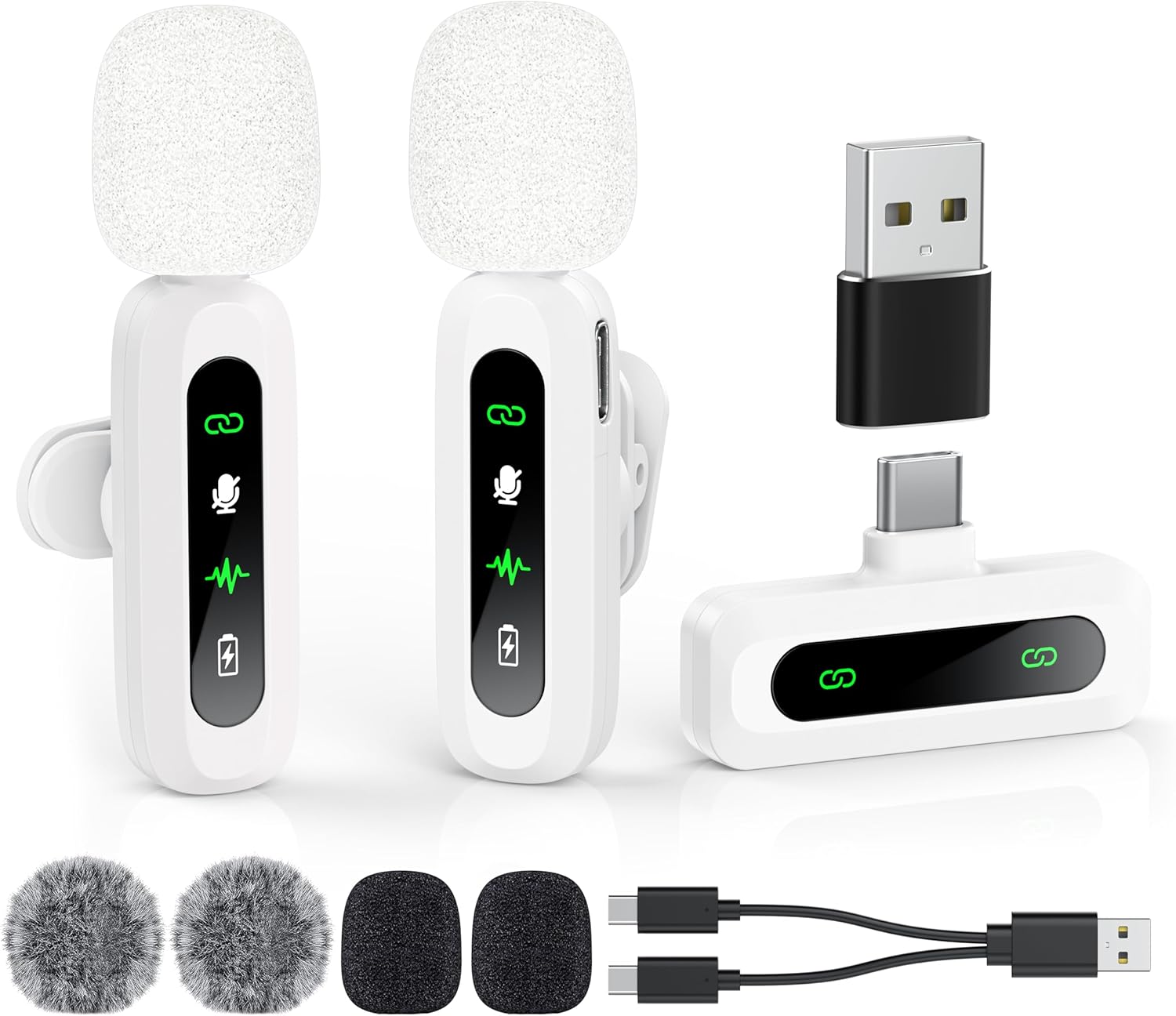 USB C Lavalier Microphone Wireless Mini Mic for Type-C Android Phone/Tablet/PC Video Recording Clip-on Mics with Rotatable...