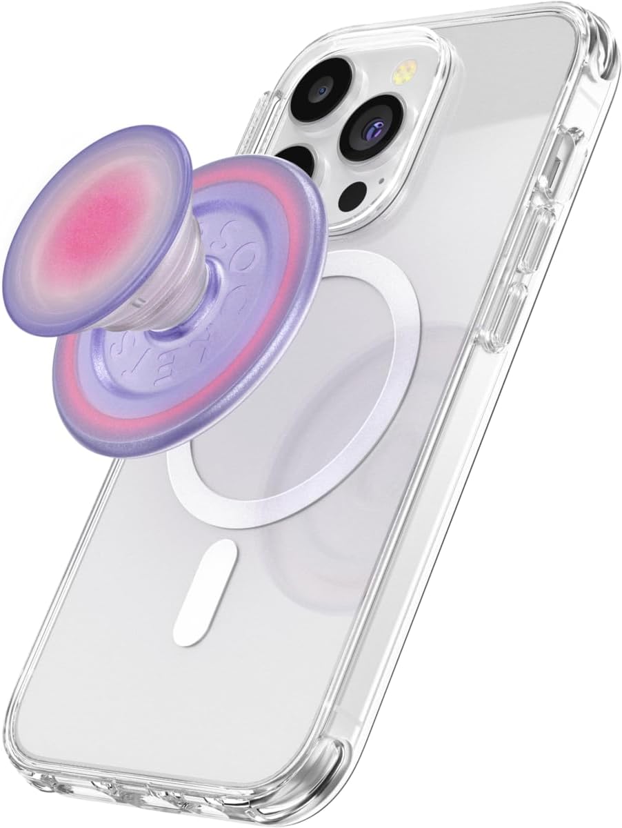 PopSockets Round Phone Grip Compatible with MagSafe, Adapter Ring Included, Phone Holder, Wireless Charging Compatible, Cu...