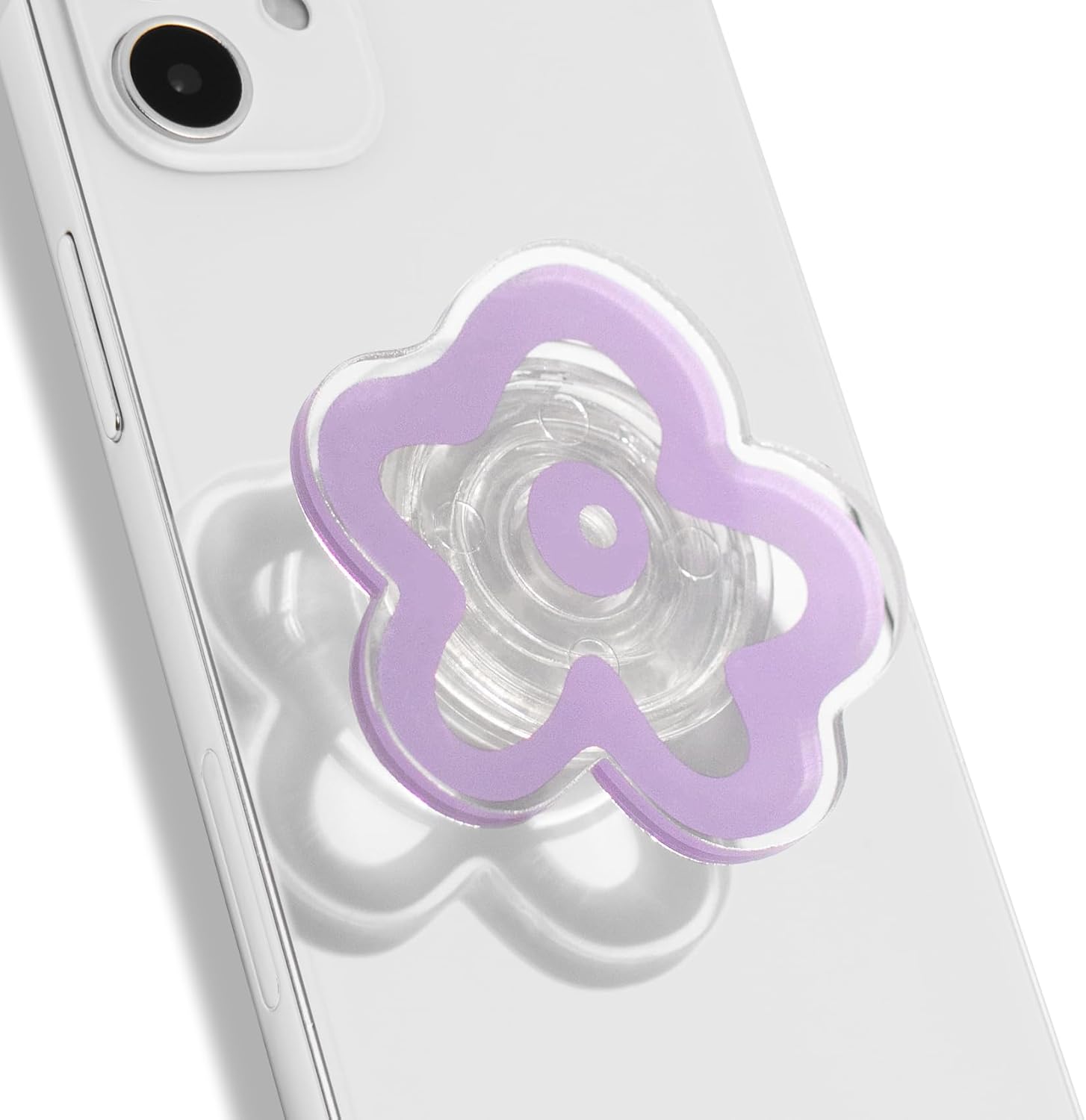 OnTheGrip Cute Transparent Daisy Flower Shape Design Mobile Phone Grip Multi Functional Collapsible Stand Holder for Smart...